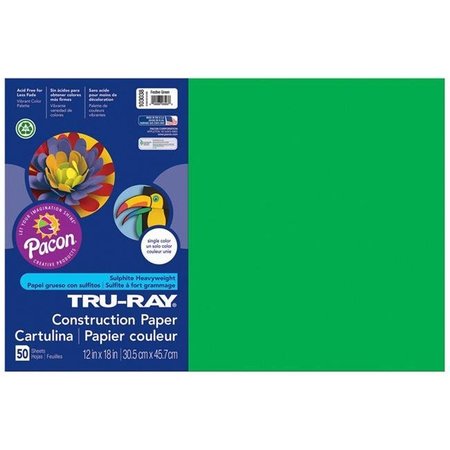 PACON CORPORATION Pacon PAC103038-5 12 x 18 in. Tru Ray Festive Green Construction Paper - 50 Sheets Per Pack - Pack of 5 PAC103038-5